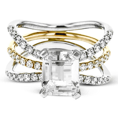 Simon G Bridal Emerald-Cut Engagement Ring & Matching Wedding Band In 18K Gold With Diamonds (White,Yellow)