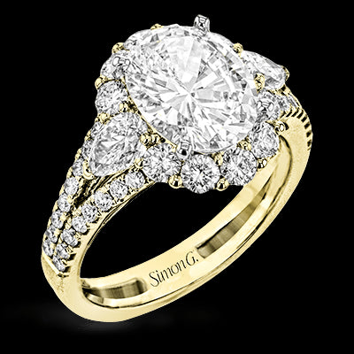 Simon G. Halo 18k Yellow Gold Oval Cut Engagement Ring