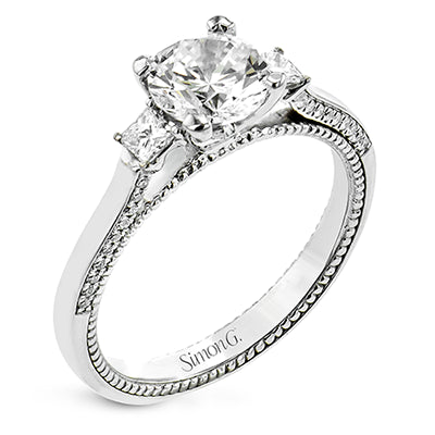 Simon G. Bridal Set 18k White Gold Princess Cut Engagement Ring