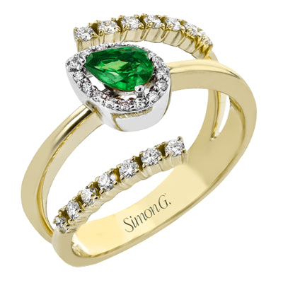 Simon G Fashion Tempera Color Ring In 18K Gold With Diamonds (White)