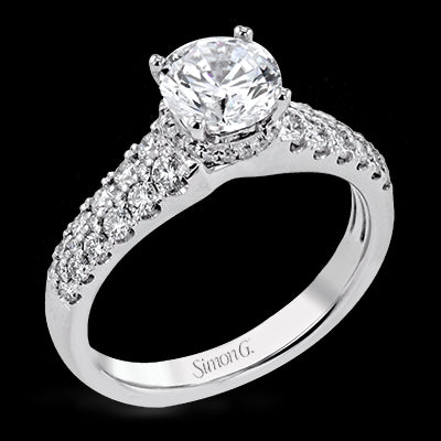 Simon G. Straight 18k White Gold Round Cut Engagement Ring