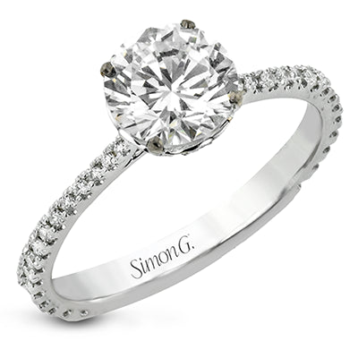 Simon G. Straight Platinum White Round Cut Engagement Ring