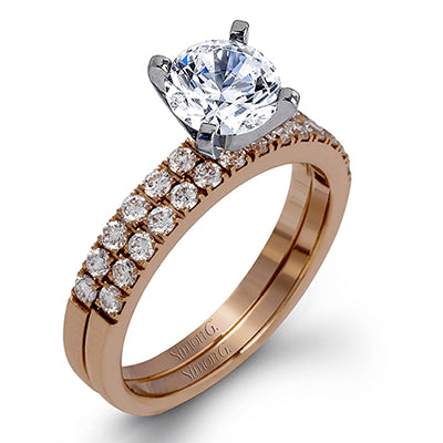 Simon G. 0.58 ctw Bridal Set 18k Rose Gold Round Cut Engagement Ring