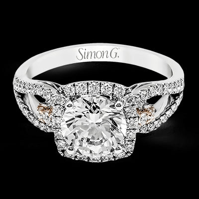 Simon G. 0.45 ctw Halo 18k Two Tone Gold Round Cut Engagement Ring