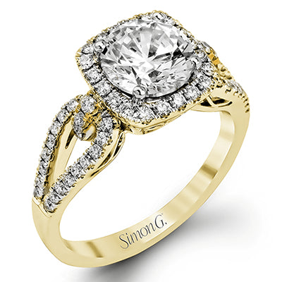 Simon G. 0.45 ctw Halo 18k Yellow Gold Round Cut Engagement Ring