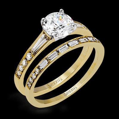 Simon G. Bridal Set 18k Yellow Gold Round Cut Engagement Ring