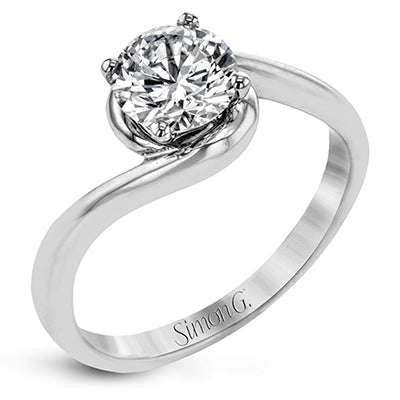 Simon G. Straight 18k White Gold Round Cut Engagement Ring