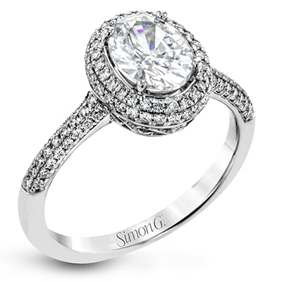 Simon G. 0.40 ctw Halo 18k White Gold Oval Cut Engagement Ring