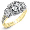 Simon G Bridal Round-Cut Three-Stone Halo Engagement Ring In 18K Gold With Diamonds (White,Yellow)