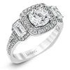 Simon G Bridal Round-Cut Three-Stone Halo Engagement Ring In 18K Gold With Diamonds (White)