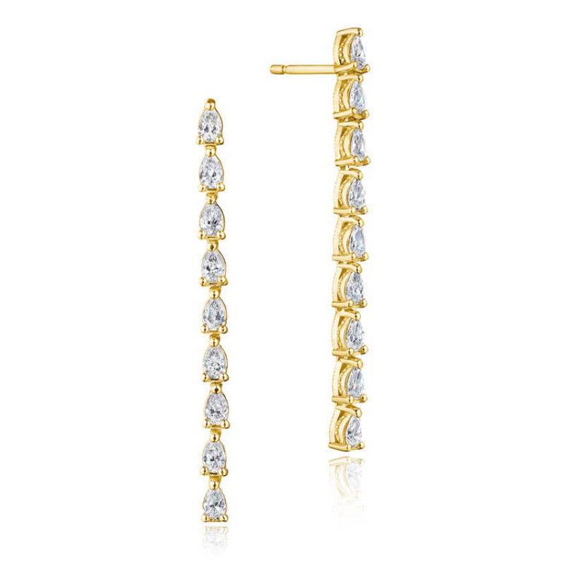 Tacori Pear Diamond Drop Earrings in 18k Yellow Gold