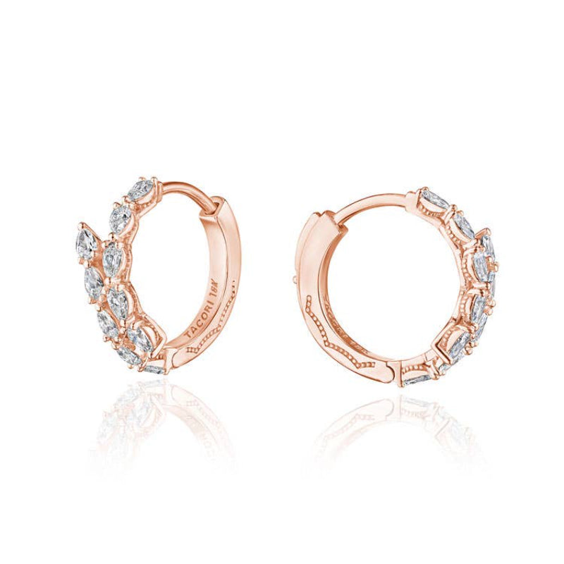 Tacori Medium Hoop Pear Diamond Earrings in 18k Rose Gold
