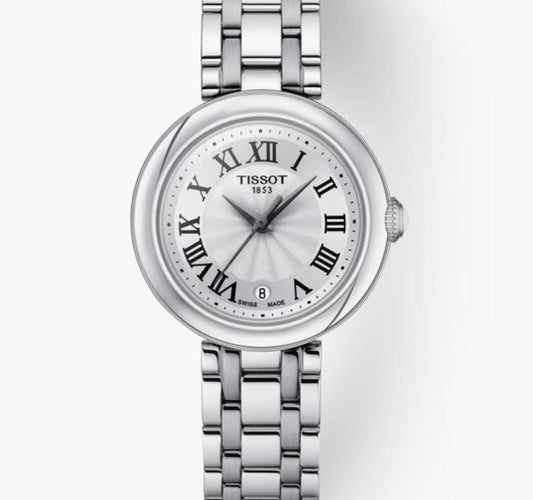 Bellissima Ladies Small Quartz Stainless Steel Watch with White Dial and Roman Numerals