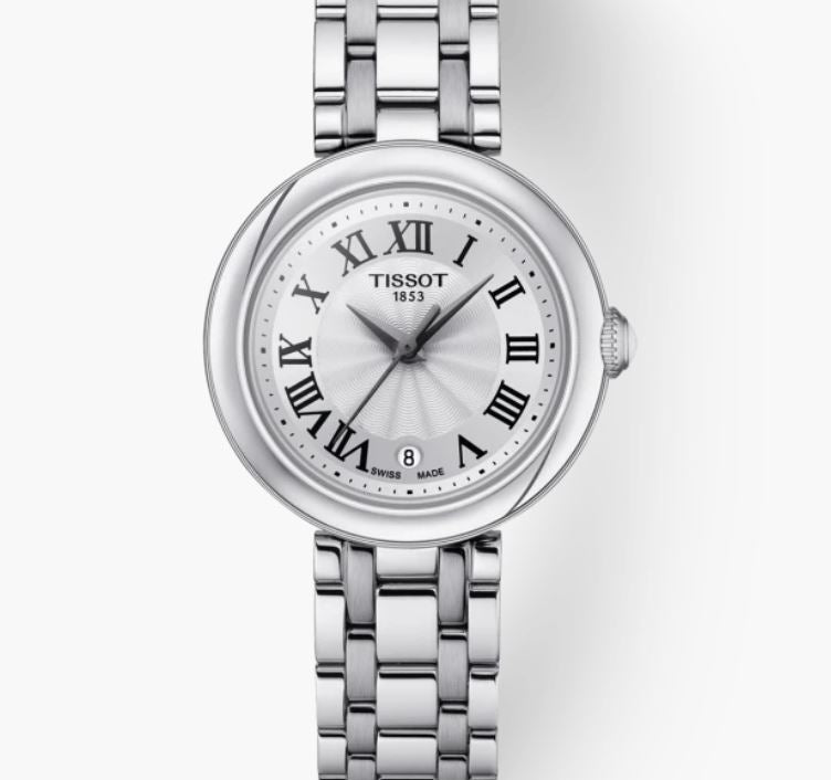 Bellissima Ladies Small Quartz Stainless Steel Watch with White Dial and Roman Numerals