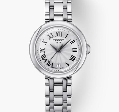 Bellissima Ladies Small Quartz Stainless Steel Watch with White Dial and Roman Numerals