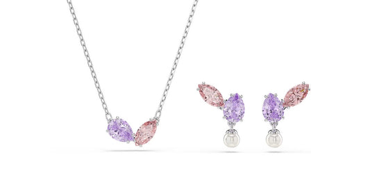 Ariana Grande x Swarovski set Mixed cuts, Multicolored, Rhodium plated