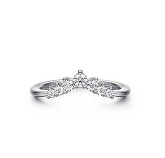 Curved-14K White Gold Diamond Anniversary Band