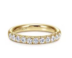 14k Yellow Gold 11 Stone French Pavé Diamond Wedding Band