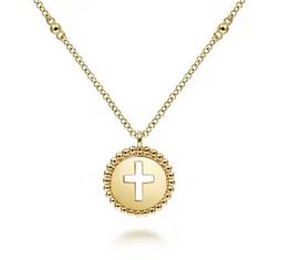 14k Yellow Gold Bujukan Cross Pendant Necklace