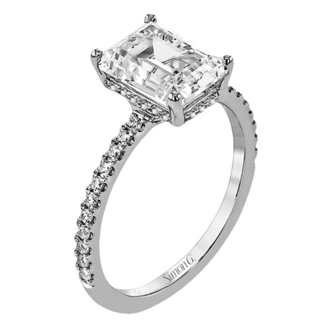 White 18 Karat Hidden Halo Ring Size 6.5