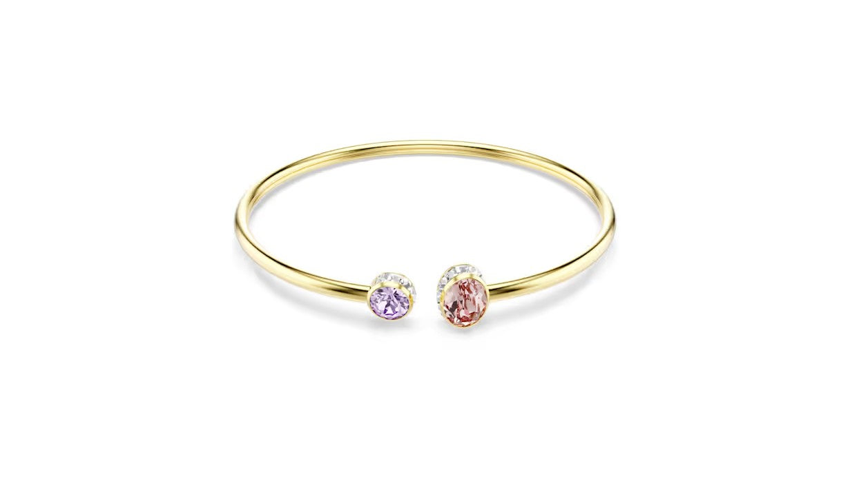 Chroma bangle Mixed cuts, Multicolored, Gold-tone plated
