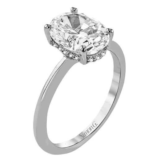 White 18 Karat Hidden Halo Ring Size 6.5