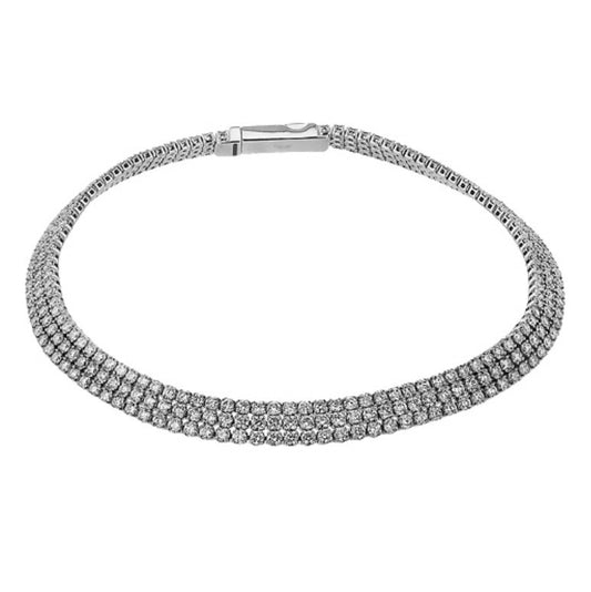 Lady's White 18 Karat Tennis Bracelet With = 4.00Twt Round G Vs1 Diamonds