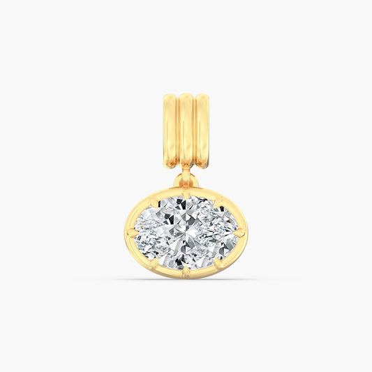 14K Yellow Bezel Oval Lab Grown Pendant