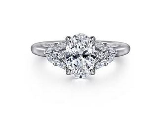 14k White Gold Oval Diamond Engagement Ring