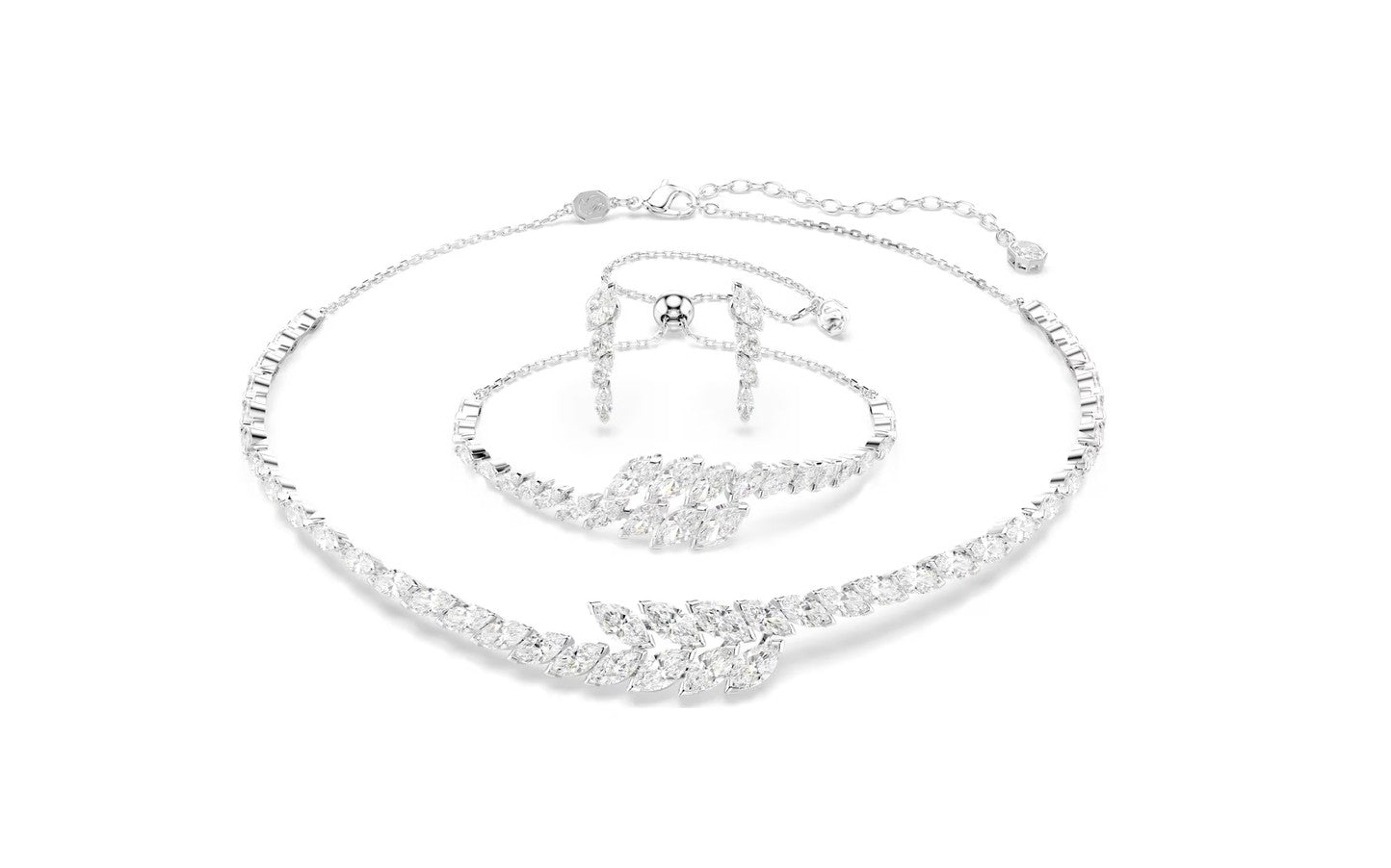 Mesmera set Set (3), Marquise cut, White, Rhodium plated