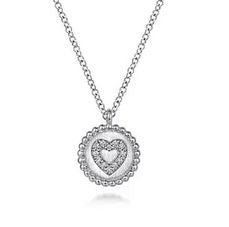 925 Sterling Silver Bujukan Diamond Heart Pendant Necklace