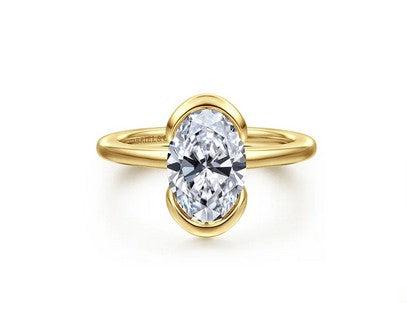 14K Yellow Gold Oval Solitaire Diamond Engagement Ring