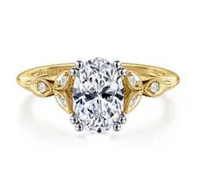 14k White-yellow Gold Oval Diamond Engagement Ring