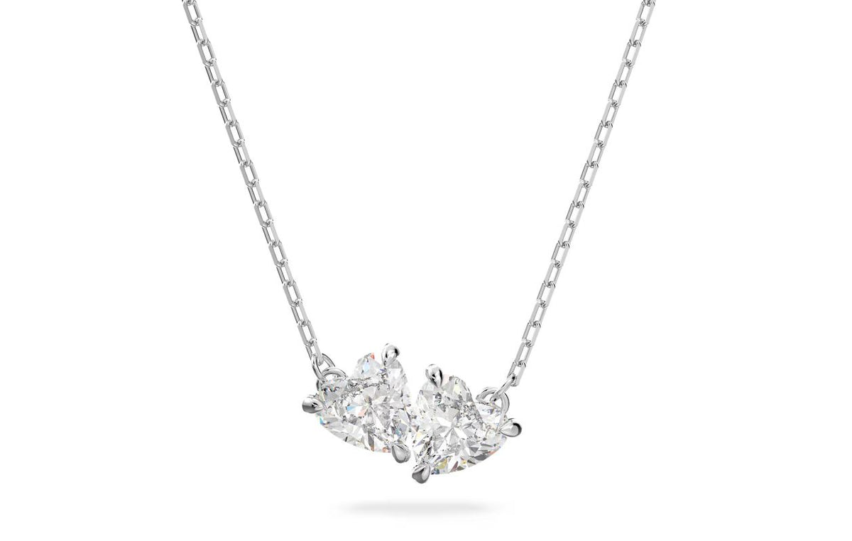 Mesmera Attract necklace Heart, White, Rhodium plated