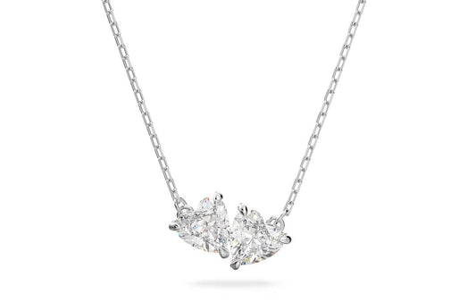 Mesmera Attract necklace Heart, White, Rhodium plated