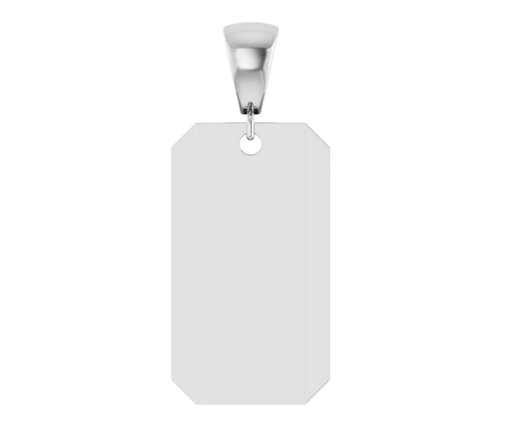 Sterling Silver Engravable Dog Tag Pendant with 18" Cable Chain