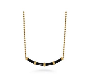 14K Yellow Gold Bujukan Bar Necklace with Black Enamel