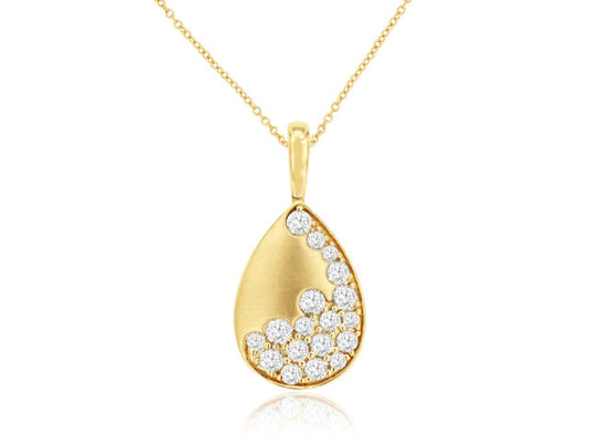 Lady's Yellow 14 Karat Free Form Pendant With 0.50Tw Round Diamonds
