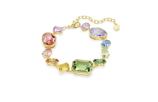 Gema bracelet Mixed cuts, Multicolored, Gold-tone plated
