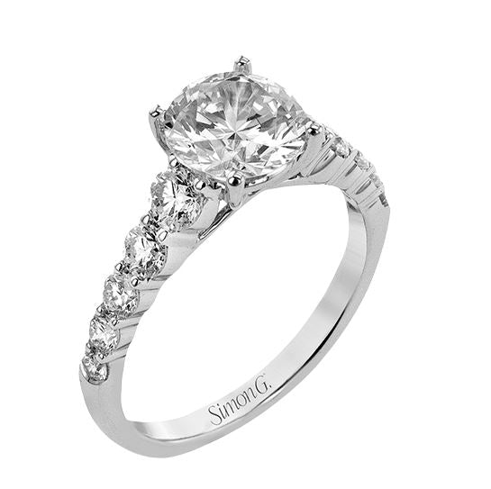 White 18 Karat Prong Ring Size 6.5 With 0.79Tw Round G Vs1 Diamonds