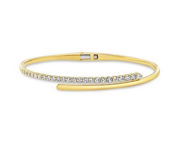 Lady's Yellow 18 Karat Bangle Bracelet With 24 = 1.06Tw Round G/H Si2 Diamonds