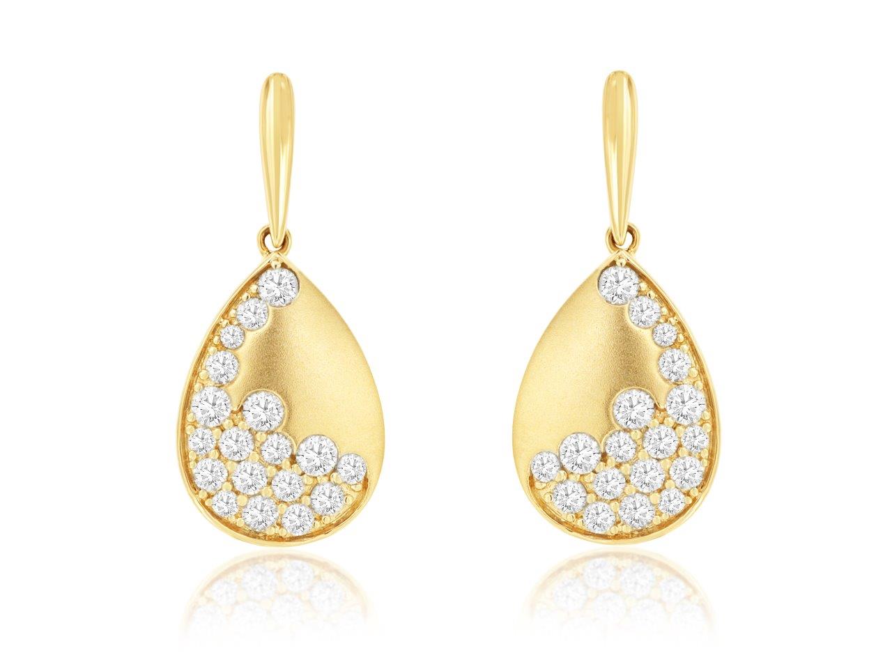 Lady's Yellow 14 Karat Drop Earrings With 1.00Tw Round I I1 Diamonds