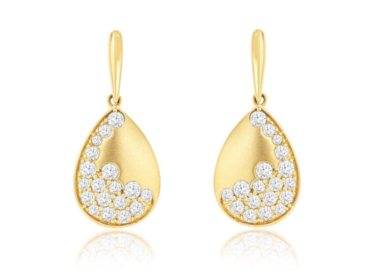 Lady's Yellow 14 Karat Drop Earrings With 1.00Tw Round I I1 Diamonds