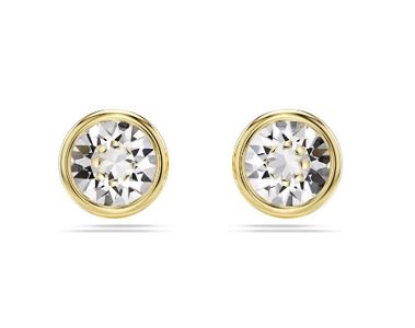 Imber stud earrings Round cut, White, Gold-tone plated
