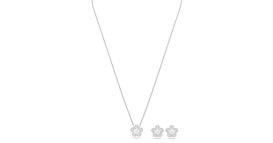 Ariana Grande x Swarovski set Crystal pearl, Round cut, Flower, White, Rhodium plated