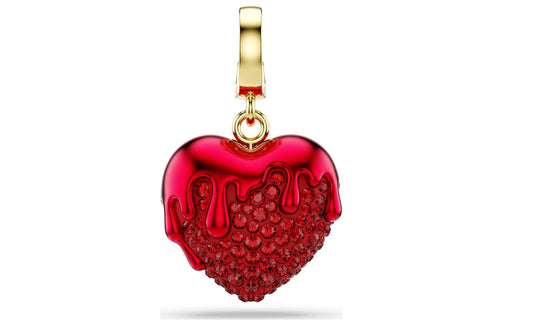 Idyllia charm Round cut, Heart, Red, Gold-tone plated