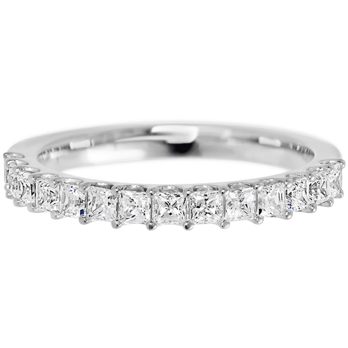 14K White Gold band with 15 Princess Lab Grown Diamond having TCW-.9