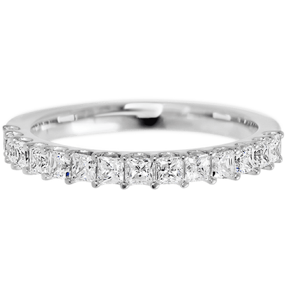 14K White Gold band with 15 Princess Lab Grown Diamond having TCW-.9