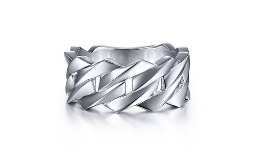 Wide 925 Sterling Silver Chain Link Band