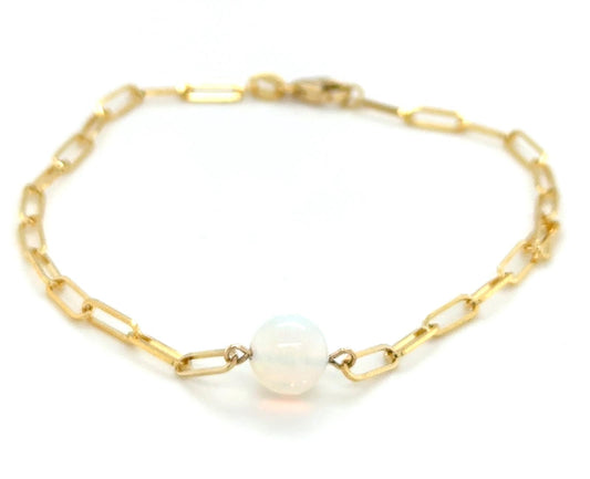Bracelet, 14KY, 7mm, Opal